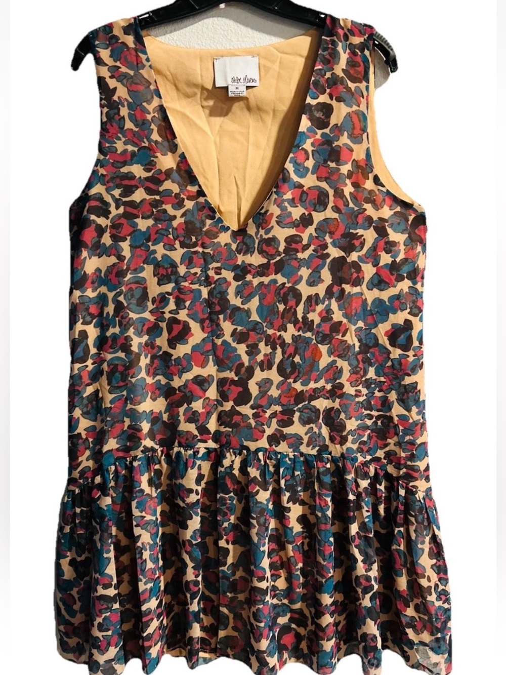 Chloe Oliver Multicolor Leopard Print Ruffle Drop Waist Mini Dress Anthropologie